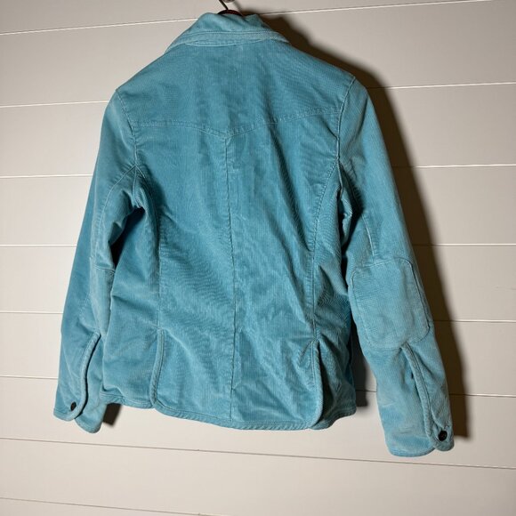 Gap StretchCorduroy Jacket Turquoise Fully Lined Button Front Elbow Patches Sz 6 - Picture 4 of 9